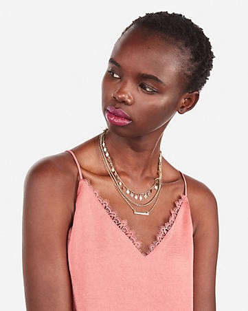 Hi-lo Cubic Zirconia Disc Bar Drop Necklace | Express