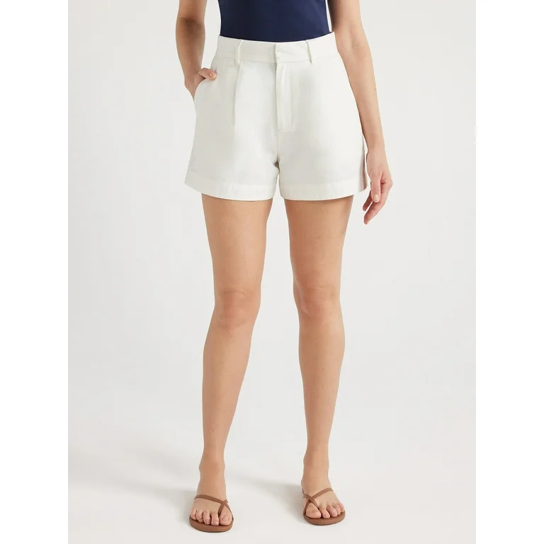 Free Assembly Women's High Rise Pleated Shorts, 4 1/4” Inseam, Sizes 0-16 | Walmart (US)