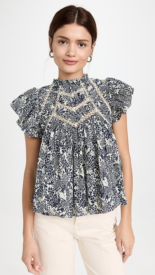 Priya Print Flutter Sleeve Top | Shopbop