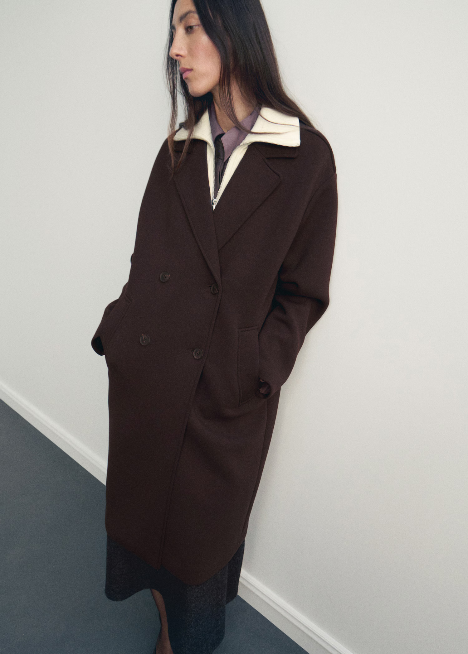 Long combined coat - Women | MANGO United Kingdom | MANGO (UK)