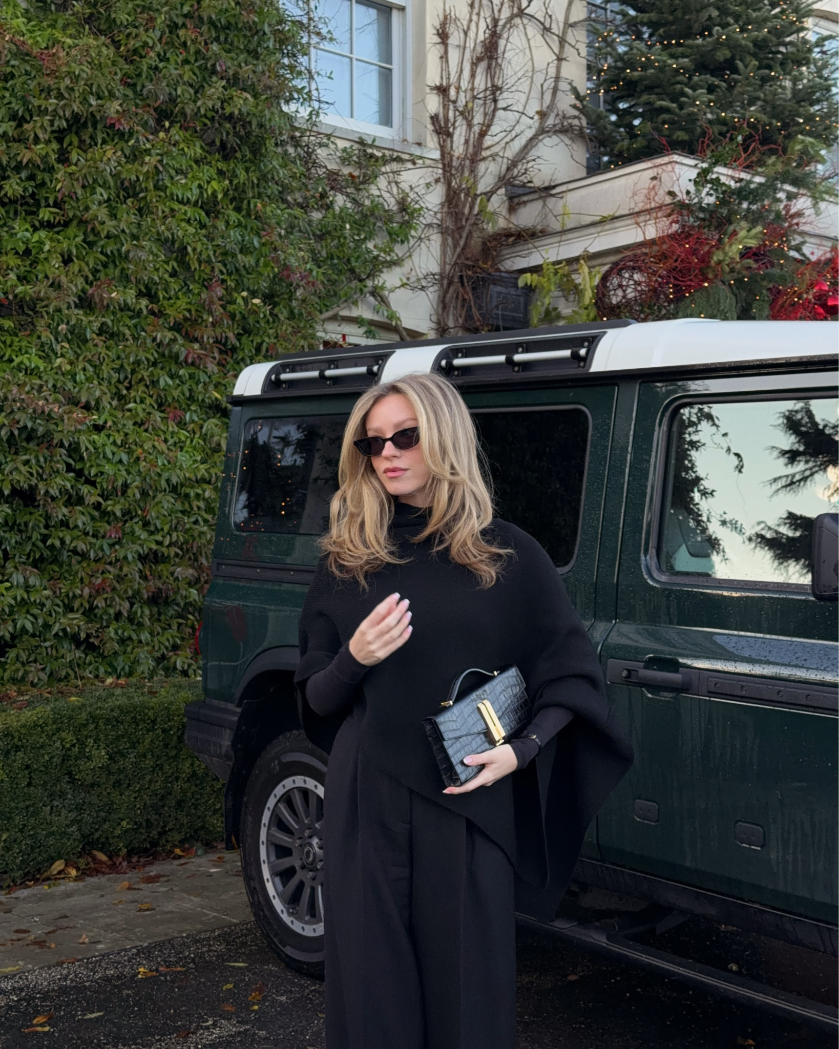 Cape, poncho, tailored trousers, heel boots, 

#LTKwinter #LTKuk #LTKstyletip