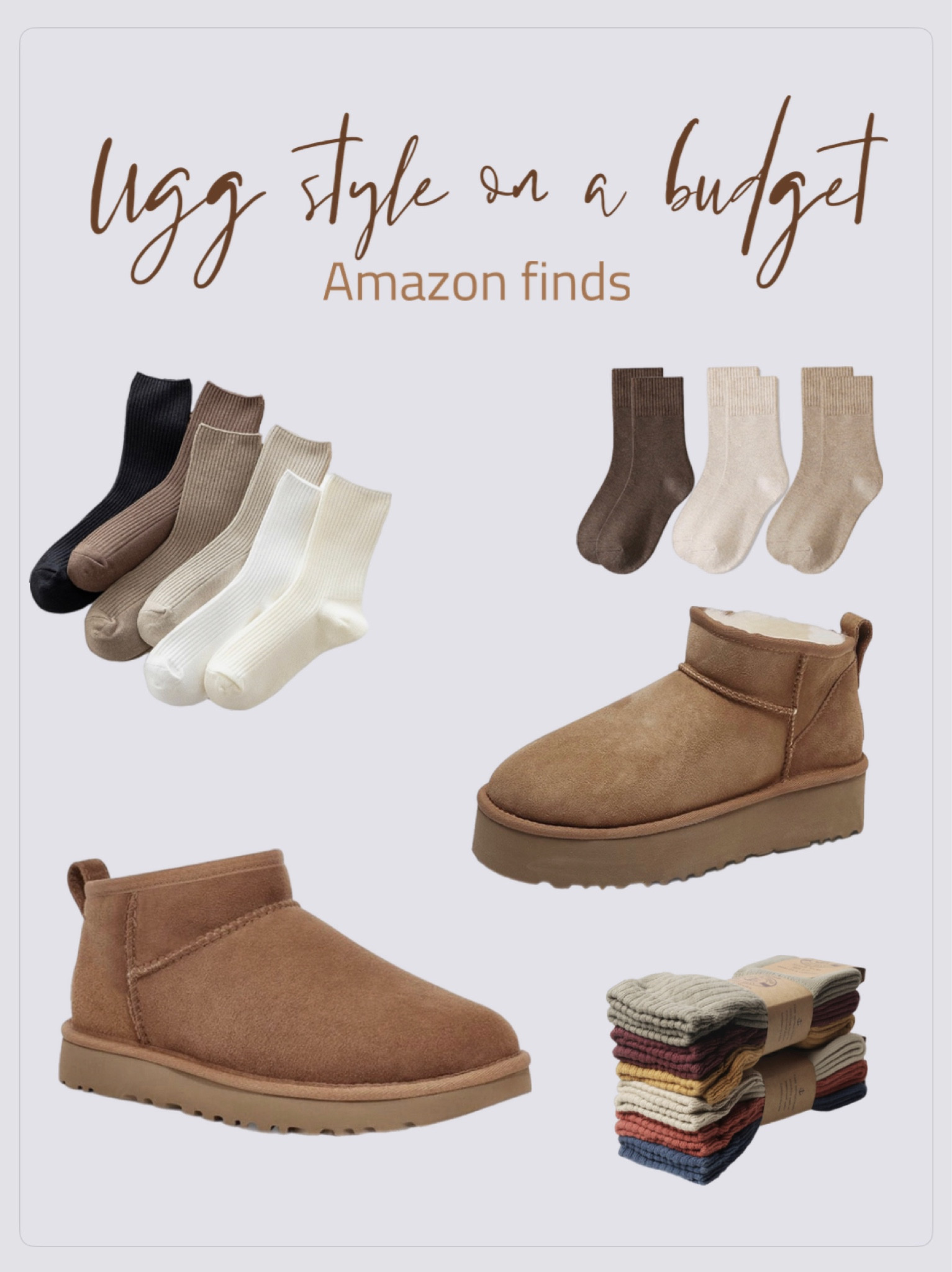 “Ugg” mini Booties looks for way less🫶🏼🤎 + cozy crew socks 🧦 to complete “the look!” 

#LTKsalealert #LTKstyletip #LTKshoecrush