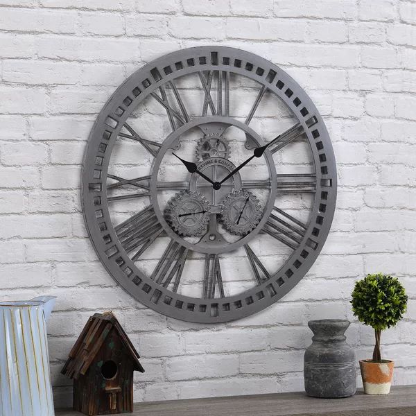 Oversized Gilded Gears 24" Wall Clock | Wayfair North America