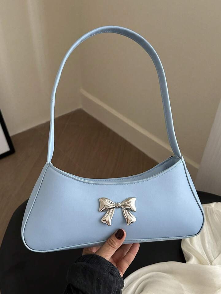 Retro Minimalist Bow Decorated Shoulder Bag, Suitable For Shopping, Wallets, Shopping, Young Wome... | SHEIN
