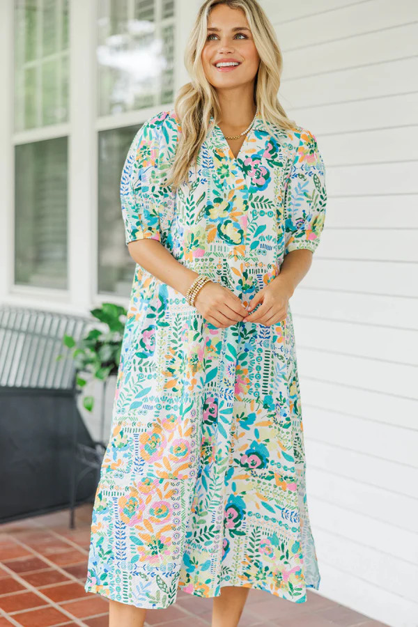 This Will Do Green Floral Midi Dress | The Mint Julep Boutique