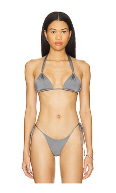 Indah September Solid Cinch Triangle Bikini Top in Metal from Revolve.com | Revolve Clothing (Global)