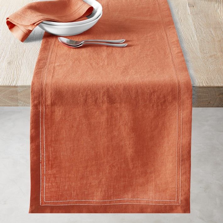 Linen Double Hemstitch Table Runner | Williams-Sonoma