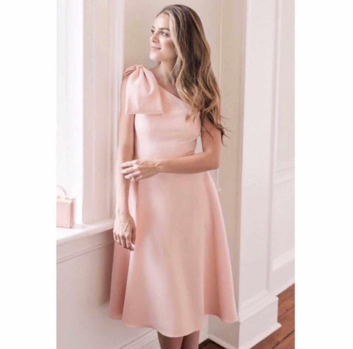 Gal Meets Glam Yvonne Dream Rose Quartz one Shoulder Bow Dress Pink Sz 8  | eBay | eBay US