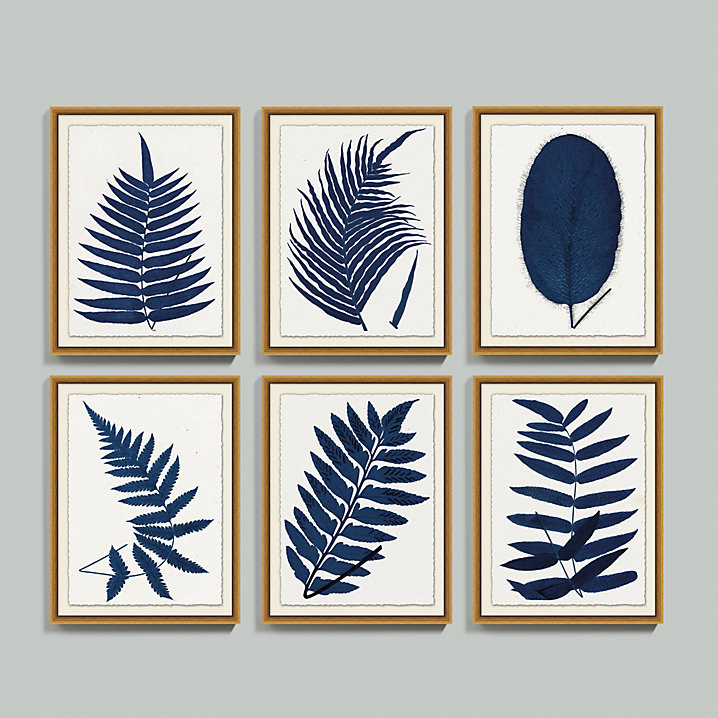 Indigo Fern Leaf Art | Ballard Designs, Inc.