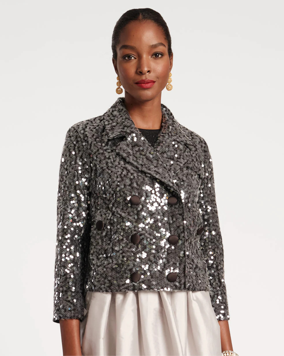 Sloan Sequin Moto Jacket Black | Frances Valentine