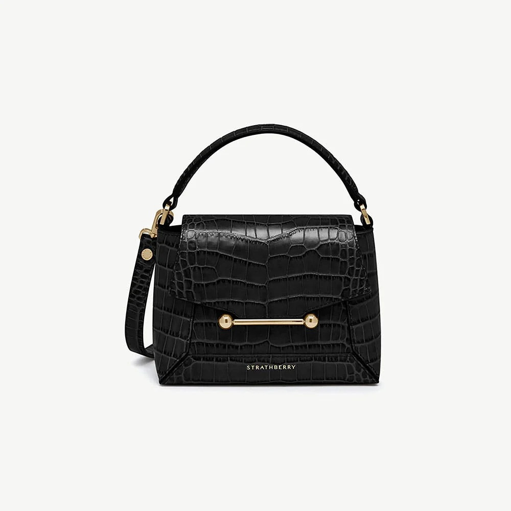 Mosaic Nano - Soft Croc-Embossed Leather Black | Strathberry