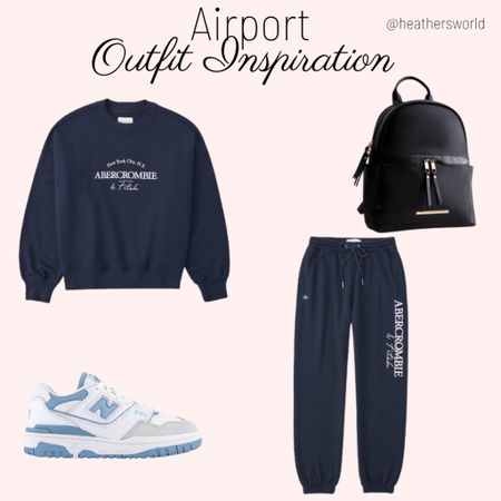 Navy casual airport outfit inspiration featuring New Balance, Abercrombie & Fitch and New Look 

#airport #travel #ootd #outfitinsp #outfitinspiration #newbalance #abercrombiefitch #newbalance550s #backpack #outfit 