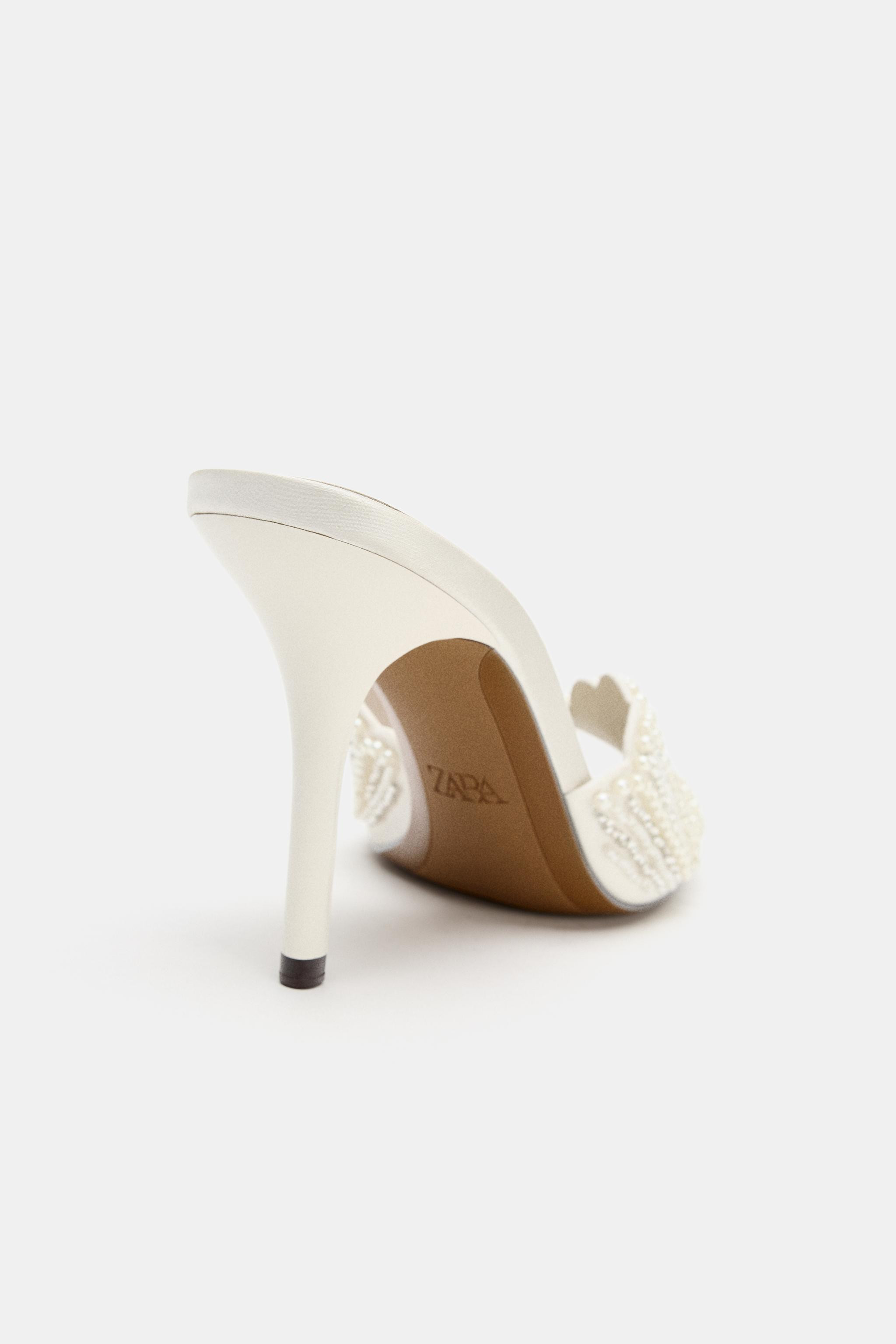 FAUX PEARL BACKLESS HIGH-HEEL SANDALS | Zara UK