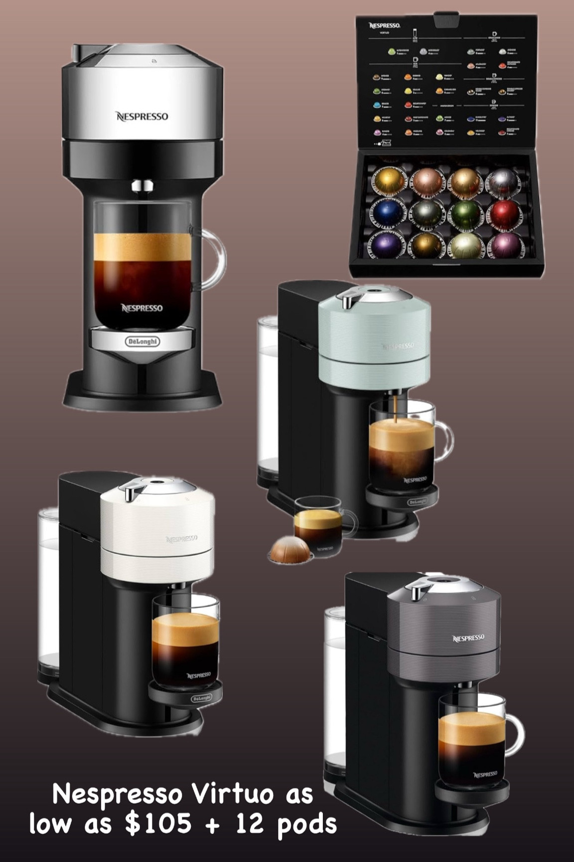 Nespresso + 12 pods $105 and up!!

#LTKHoliday #LTKSaleAlert #LTKGiftGuide