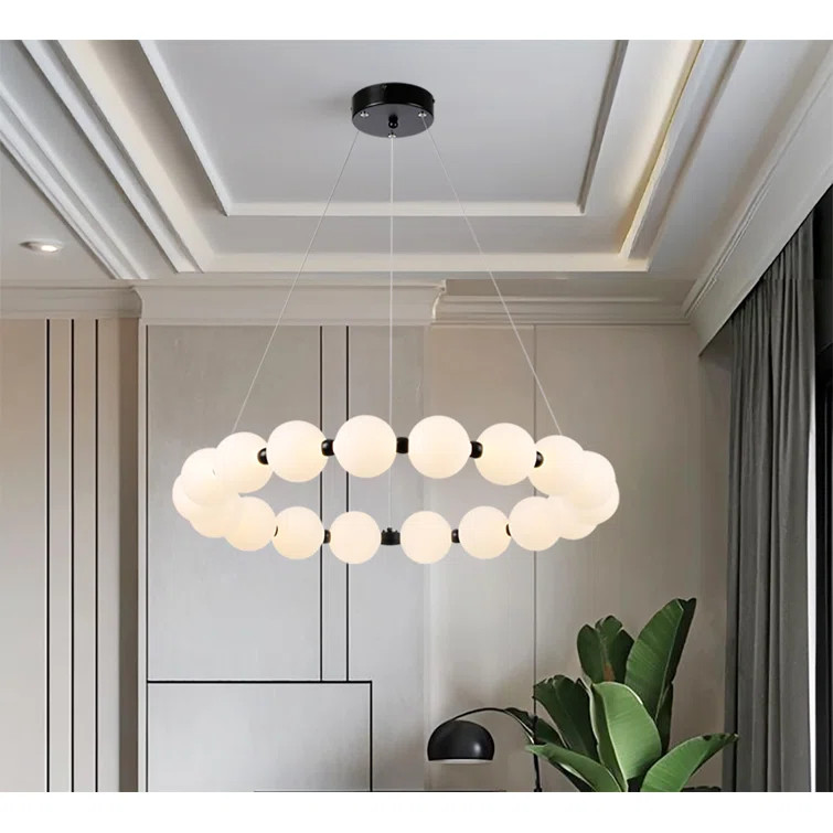 Harmehar 29" Wide Glass Circular Ring Orbit LED Integrated Chandelier | Wayfair North America