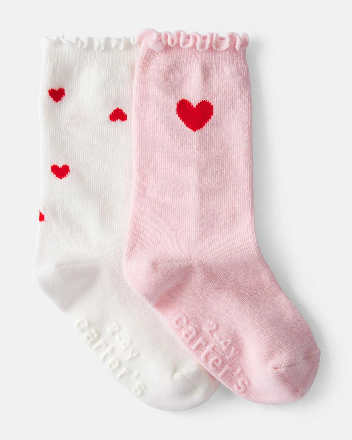 Toddler Girl Heart Crew Socks - Pink/White | Carter's | Carter's Inc