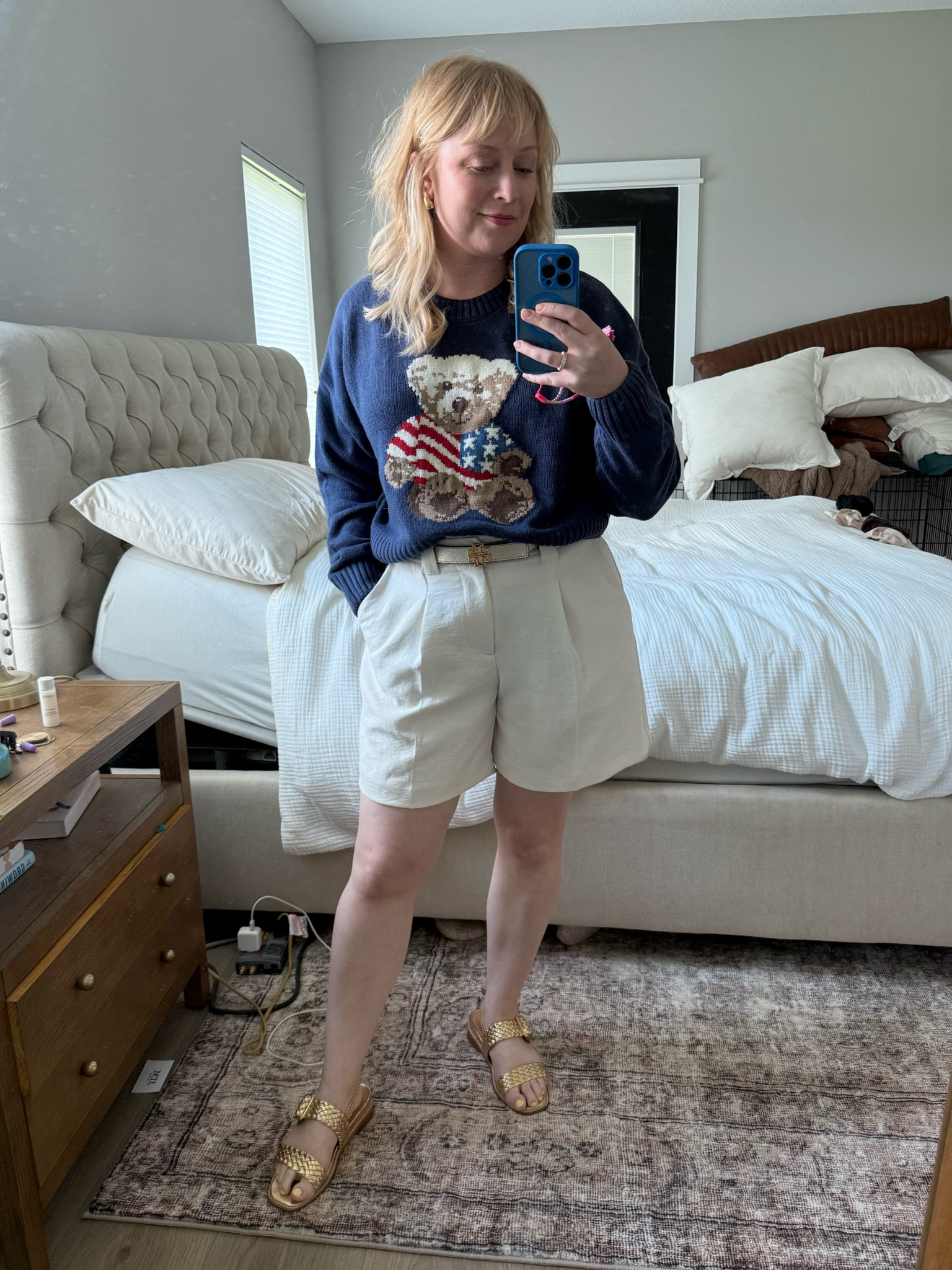 In love with this Teddy Bear sweater. Using this as my travel outfit to D.C. Sized up one in the sweater. 