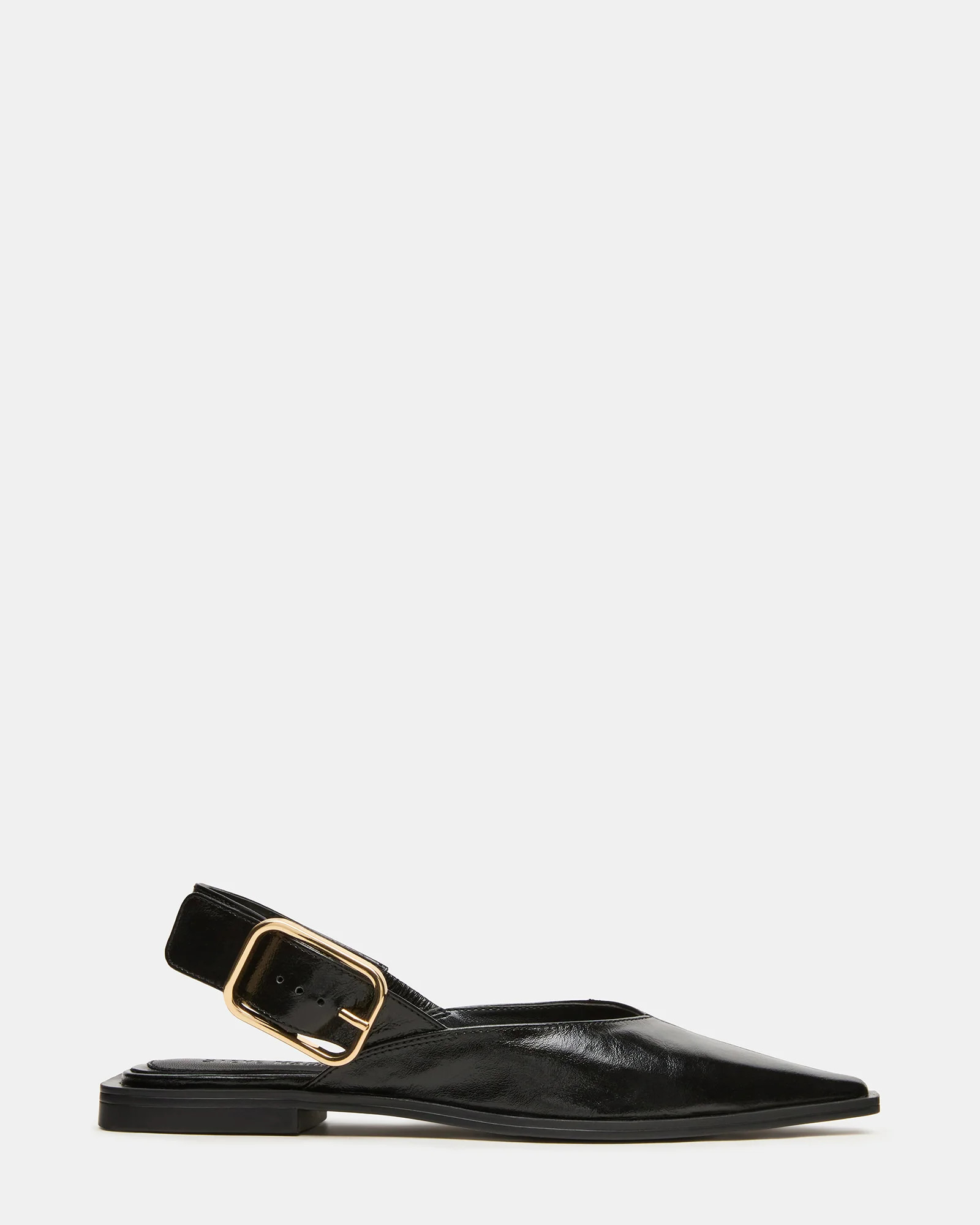 SHAY Black Leather Pointed-Toe Slingback Ballet Women's Flat | Steve Madden (US)