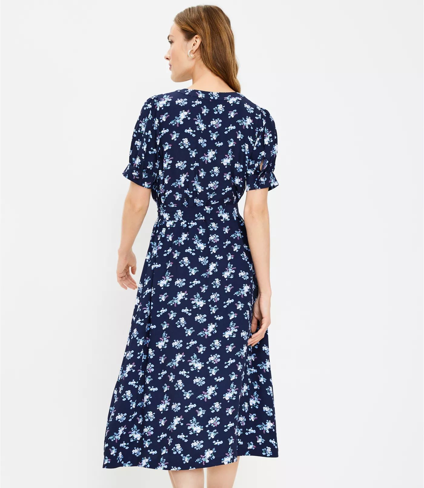 Floral Smocked Tie Waist Midi Dress | LOFT