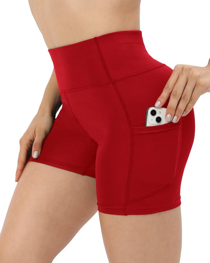 Workout Yoga Biker Shorts for Women with Pockets,Soft High Waisted Tummy Control Running Gym Shor... | Amazon (US)