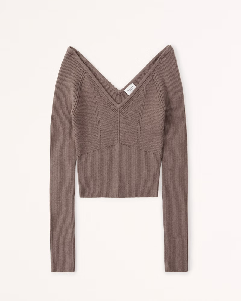 Long-Sleeve V-Neck Sweater Top | Abercrombie & Fitch (US)