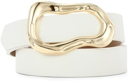 Black Belt for Women Stylish Gold Buckle Fashion Leather Waist Belt Perfect for Jeans and Dresses | Amazon (US)