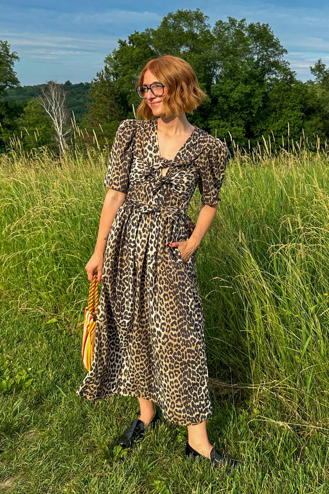 Leopard Printed Cotton Tie Strap Midi Dress | Rent the Runway