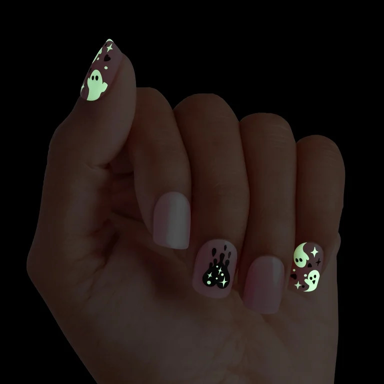Kiss Impress Press On Nails Short, Halloween, \u2018Blood Moon\u2019, Pink, Squoval, 30 Count | Walmart (US)