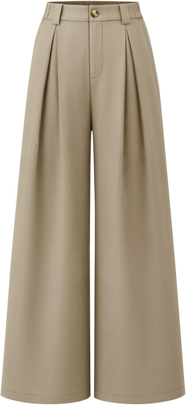 ZESICA Women's Wide Leg High Waisted Dressy Casual Pants | Pleated Palazzo Pant, Office Work Outf... | Amazon (US)