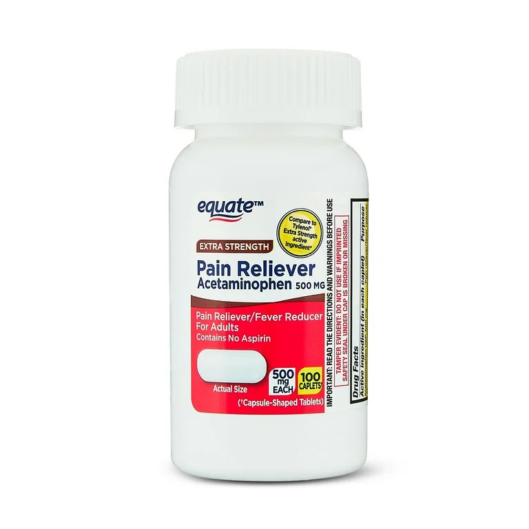 Equate Extra Strength Pain Reliever Acetaminophen Caplets, 500mg, Pain Reliever/Fever Reducer, 10... | Walmart (US)