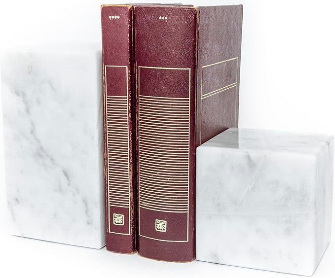 &Minimal Pure Marble Bookends from North America | Modern Sculpture Decorative Bookends | Natural... | Amazon (US)