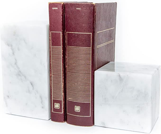 &Minimal Pure Marble Bookends from North America | Modern Sculpture Decorative Bookends | Natural... | Amazon (US)