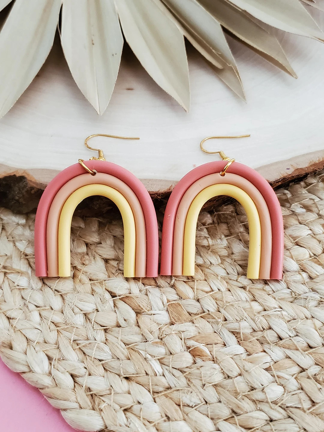 RAINBOW EARRINGS Boho Clay Earrings Retro Rainbow Hippy - Etsy | Etsy (US)