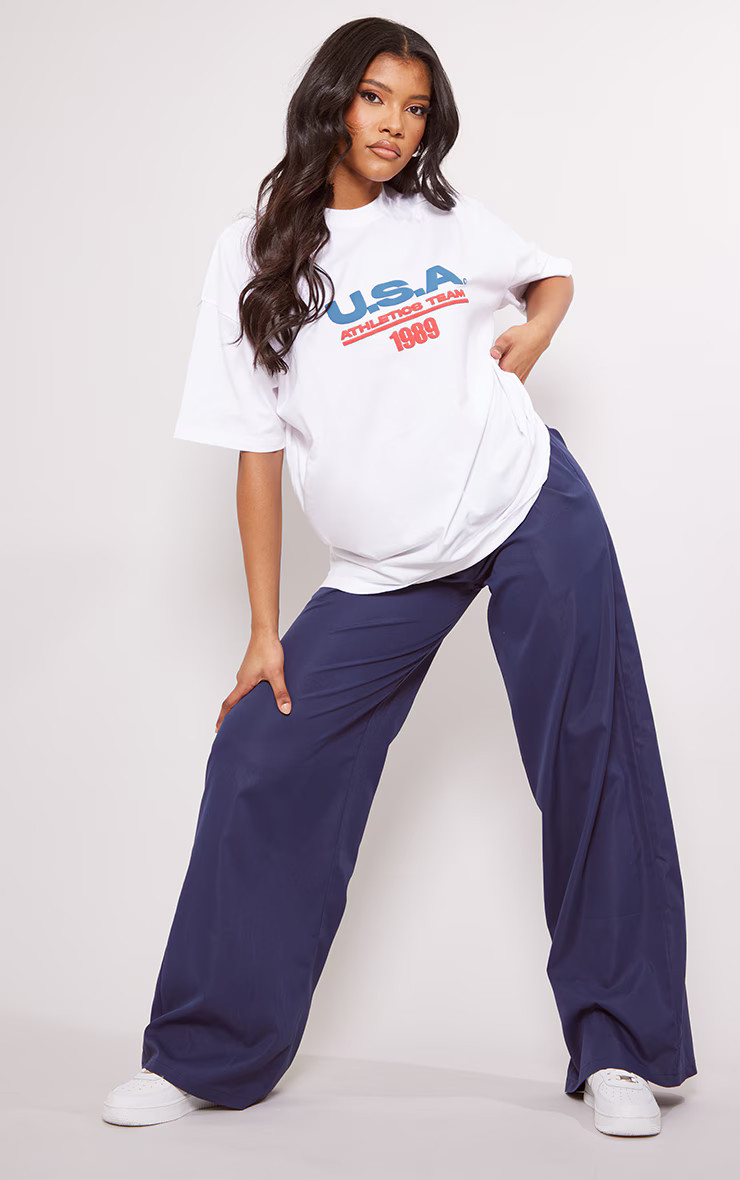 White USA Athletics Print T Shirt | Pretty Little Thing (Australia & New Zealand)