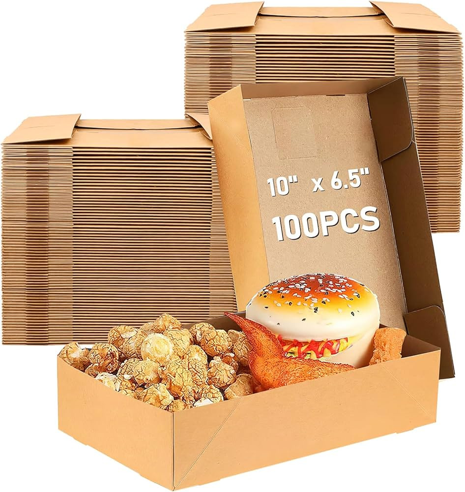 100 Pieces Paper Food Trays 4 Corners Pop Up Kraft Paper Food Containers Disposable Foldable Card... | Amazon (CA)