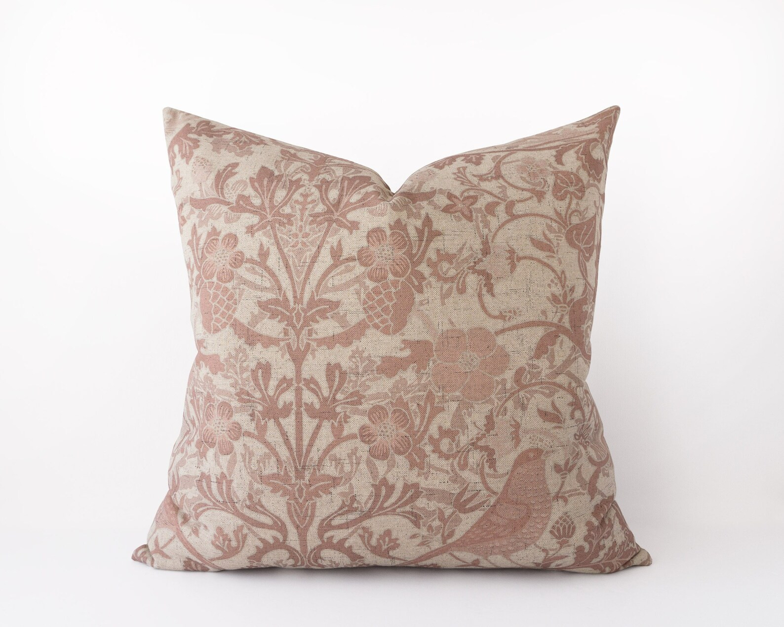 Botanical print decorative pillow cover in dusty rose and mauve - neutral floral cushion cover - ... | Etsy (US)