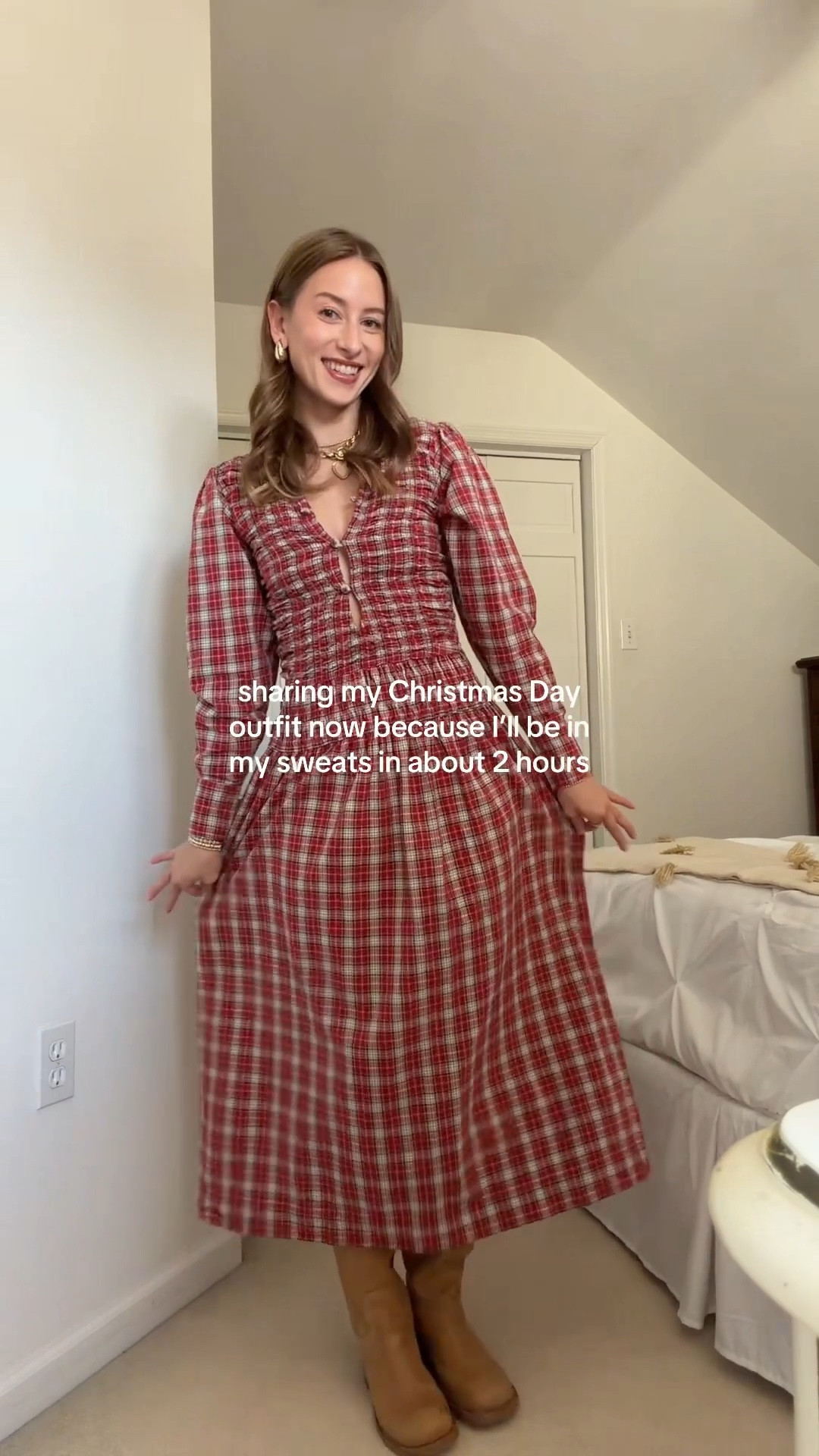 12/25/25 my Christmas Day outfit — festive, effortless, and comfortable enough to wear all day. I’m linking my Damson Madder red plaid long-sleeve dress, which feels perfectly on theme for Christmas without being over the top, my Amazon drop hoop earrings for a simple but polished accessory, and my Steve Madden knee-high boots to finish the look. It’s one of those outfits that feels cozy, classic, and timeless for the holiday.

#LTKHoliday #LTKootd