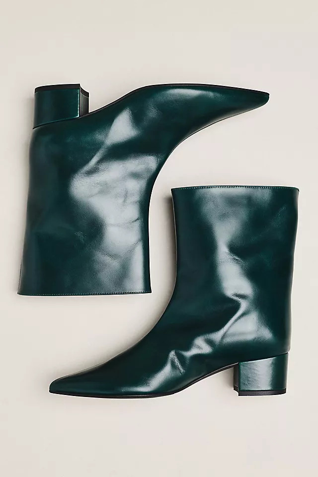 Leather Pointed-Toe Block Heel Boots | Anthropologie (US)