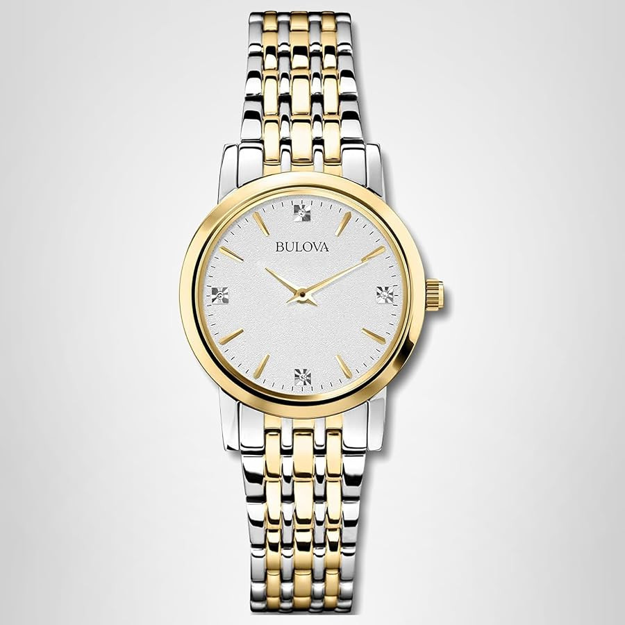 Bulova Classic Quartz Ladies Watch, Stainless Steel Diamond | Amazon (US)