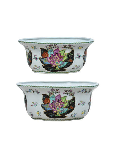 Set of 2 Tobacco Leaf Porcelain Oval Planter | eBay US