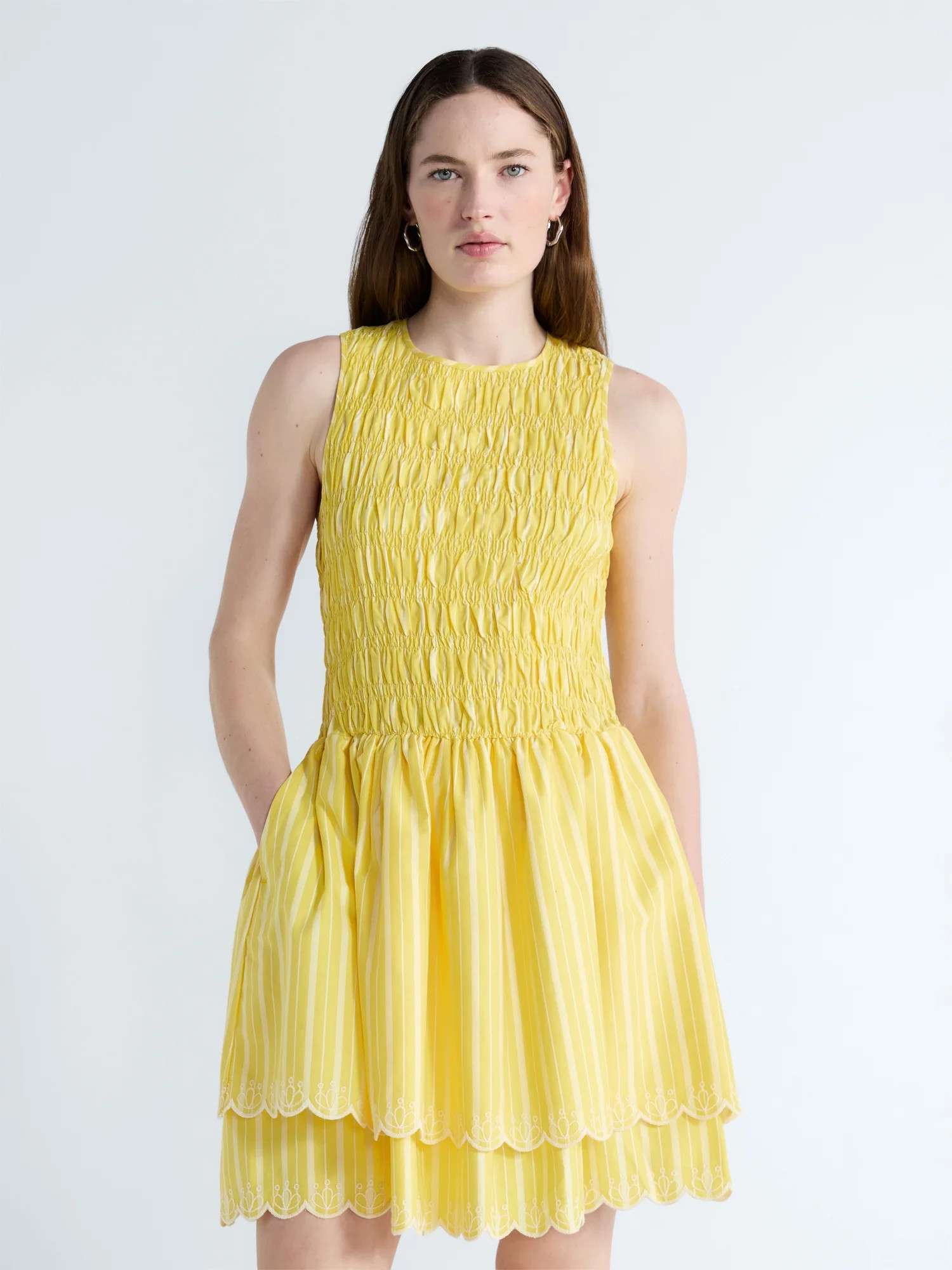 Free Assembly Women's and Women's Plus Smocked Cotton Sleeveless Mini Dress, Sizes XS-4X | Walmart (US)