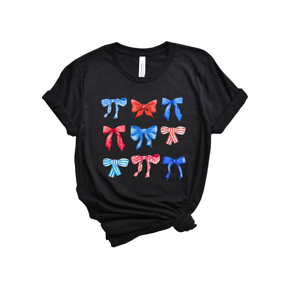 Simply Sage Market Women's Patriotic Coquette Bow Chart Short Sleeve Graphic Tee | Target