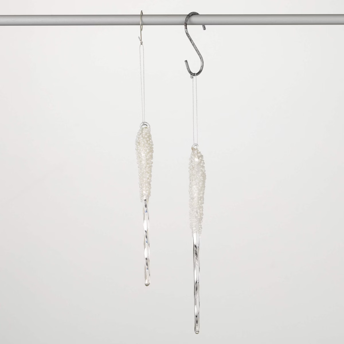 9"H & 7.5"H Sullivans Christmas Frosted Icicle Ornament Set of 2  White-Clear | Target