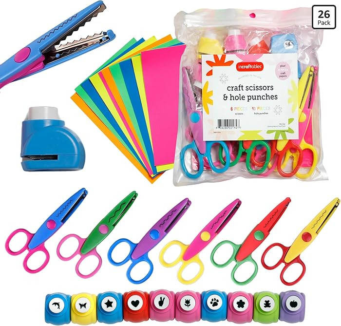 Craft Scissors with Decorative Edge – 26 Piece Crafting Set - 6 Scissors with Fun Decorative Ed... | Amazon (US)