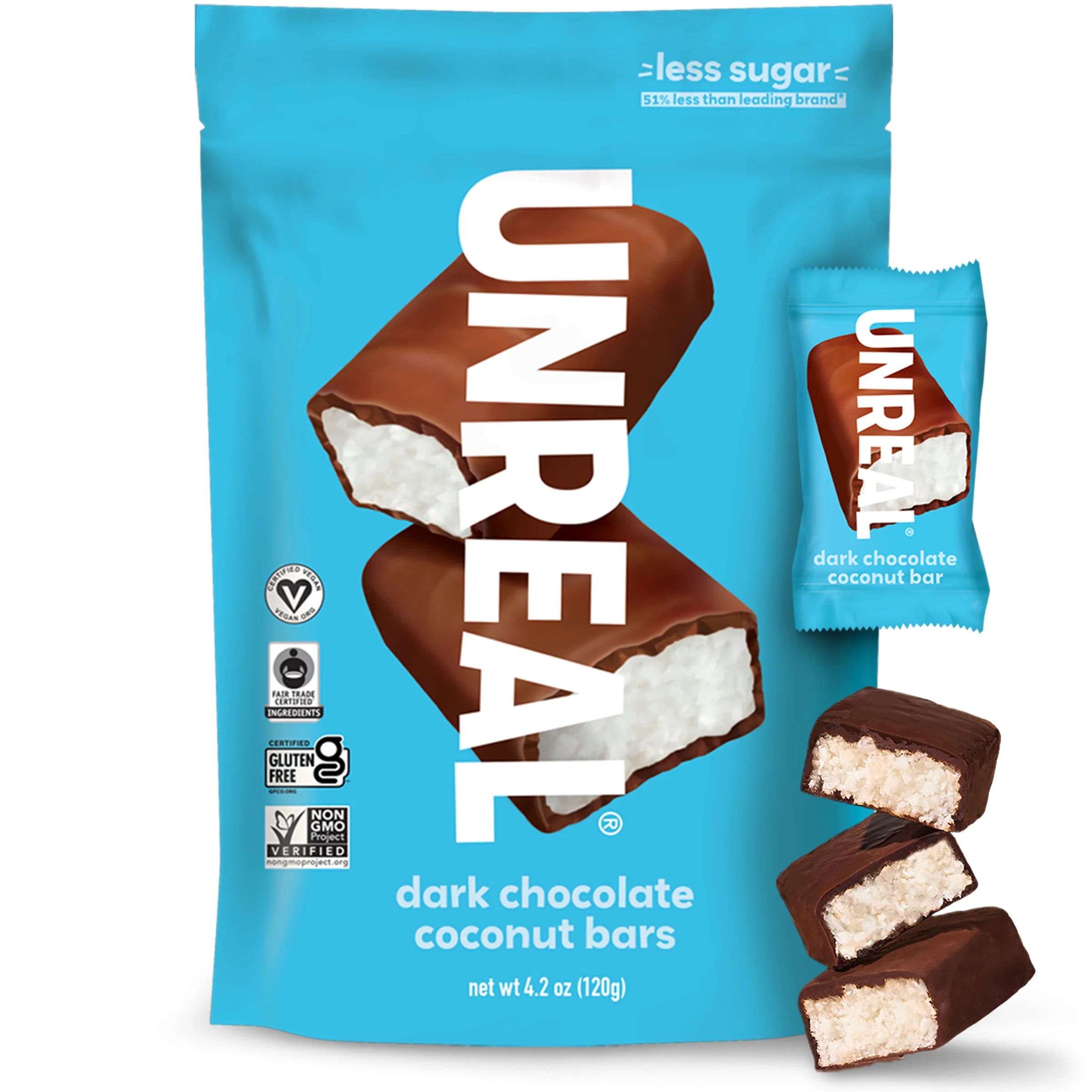 Unreal Dark Chocolate Coconut Bars, 4.2 oz Gluten Free | Walmart (US)