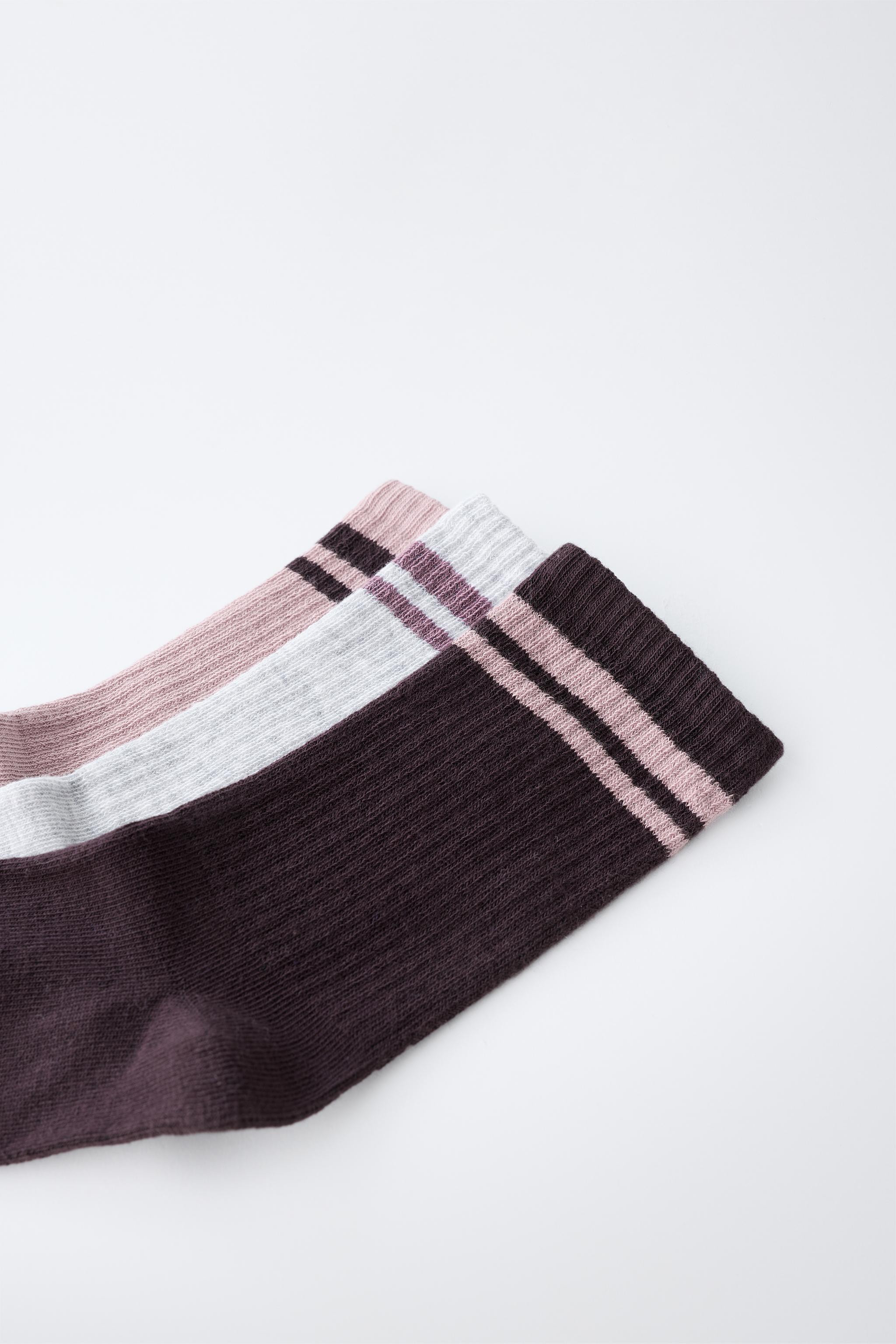 Three-pack of crew socks featuring a sporty striped pattern. | Zara US