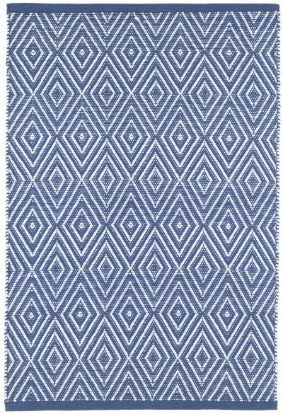 Diamond Denim/White Handwoven Indoor/Outdoor Rug | Annie Selke