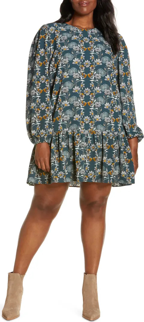 Caslon® Floral Print Drop Waist Long Sleeve Dress | Nordstrom | Nordstrom Canada