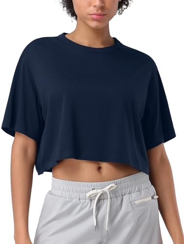 Pioneer Camp Bamboo Viscose Workout Crop Tops for Women Short Sleeve Loose T-Shirts Cropped Athle... | Amazon (US)