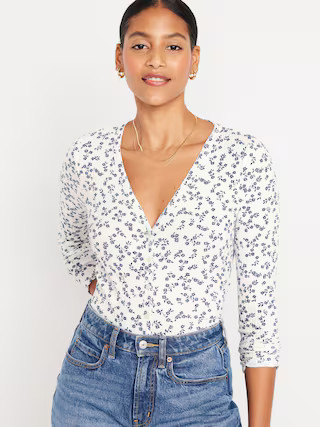 Button-Front Rib-Knit Top for Women | Old Navy (US)